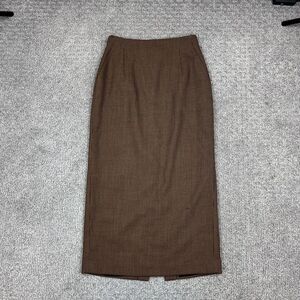 Vintage Skirt Womens 8 Brown Wool Tweed Check Maxi Pencil Preppy Office 90s